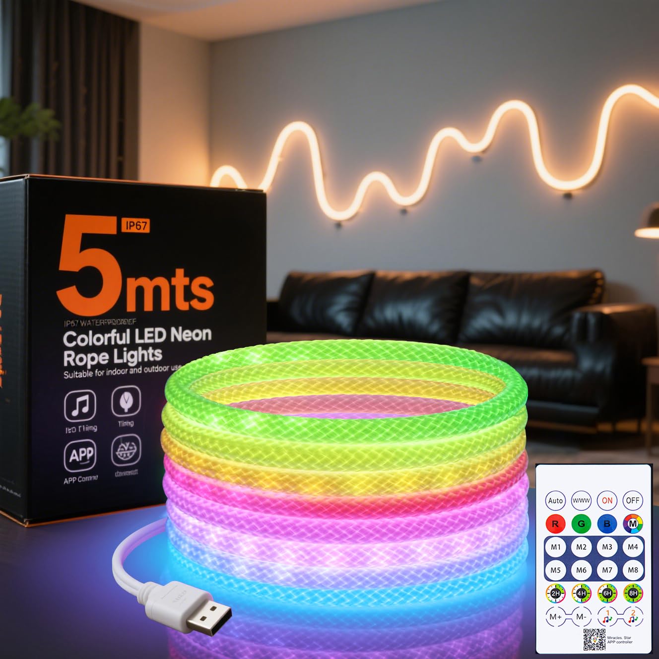 Smart Home Llm - Striscia LED Neon RGBIC a 360
