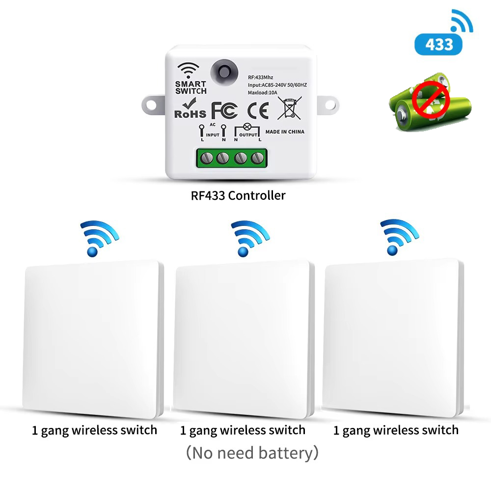 Smart Home Switch - Interruttore Luce Wireless RF433 Autoalimentato, Energia